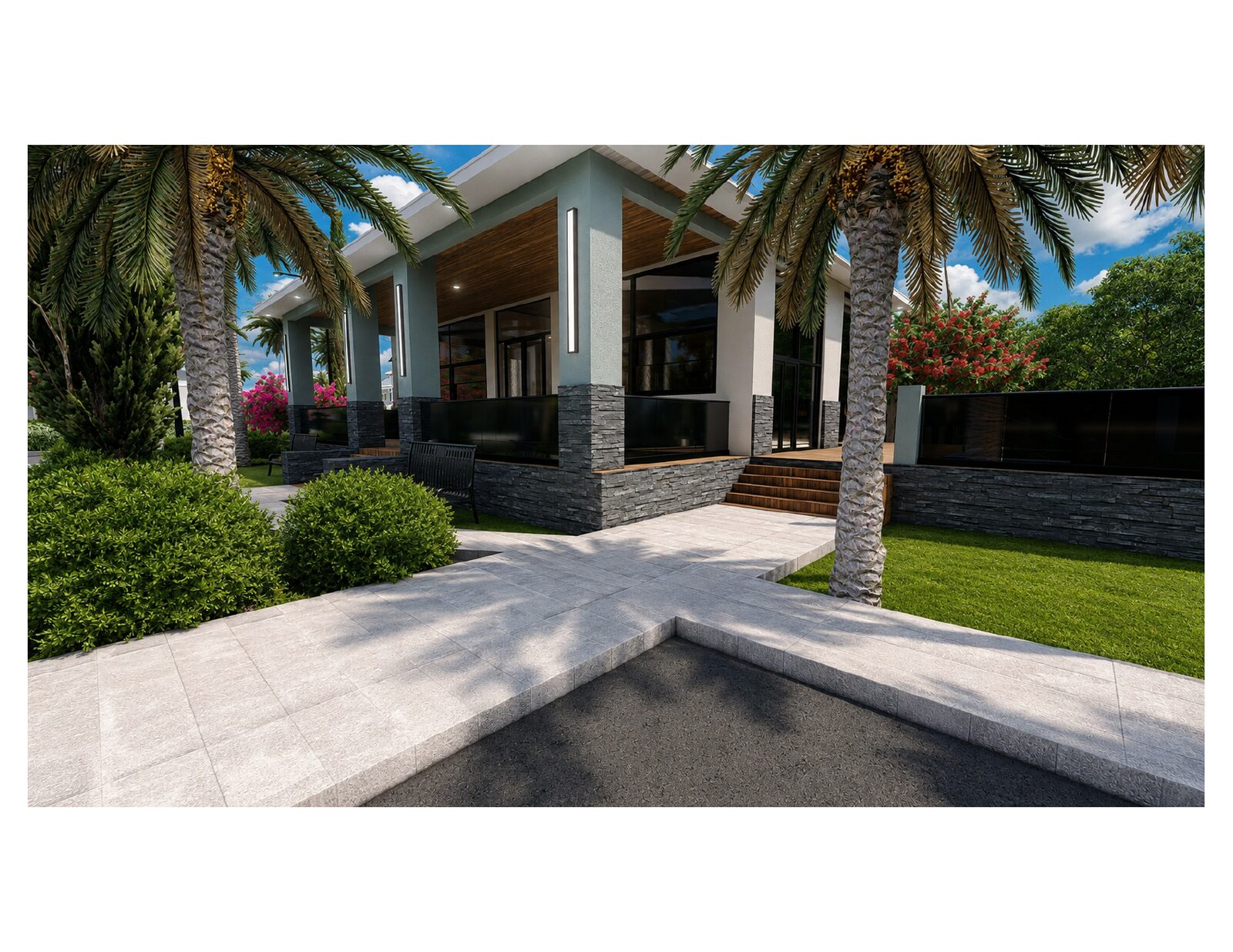 Modern clubhouse exterior