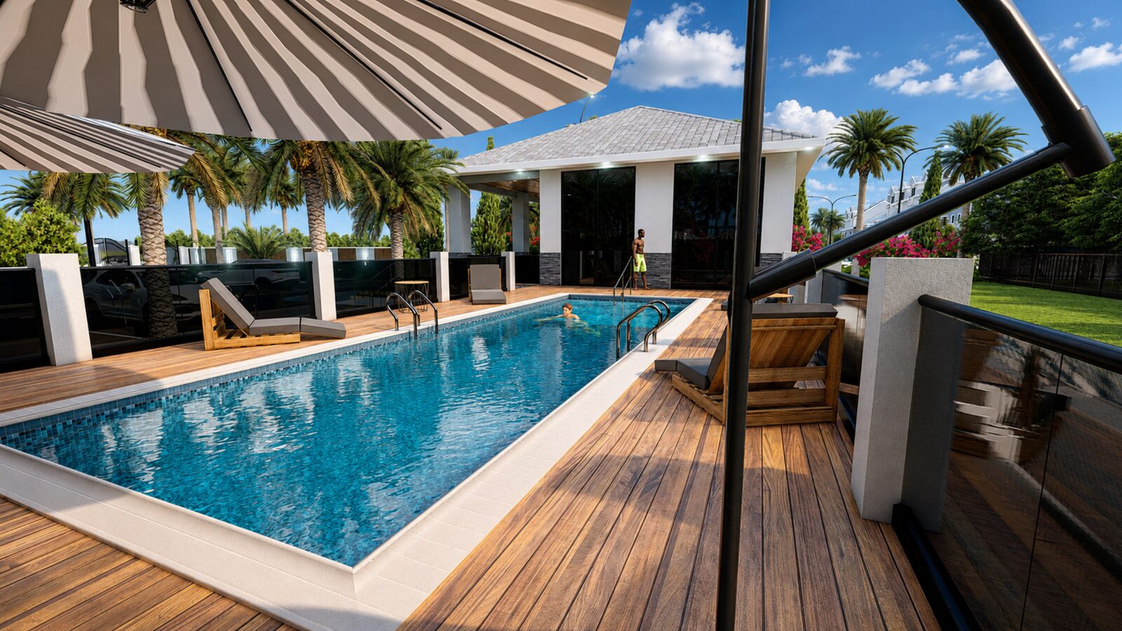 Resort-style swimming pool