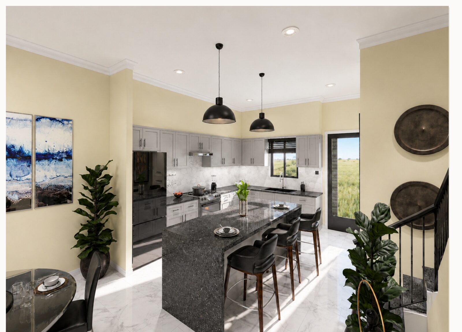 Open concept living and dining